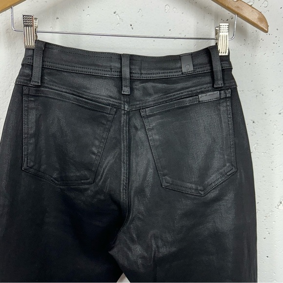 7 for All Mankind size 25 Coated Black Darted Boyfriend Jogger Jeans - Picture 6 of 14